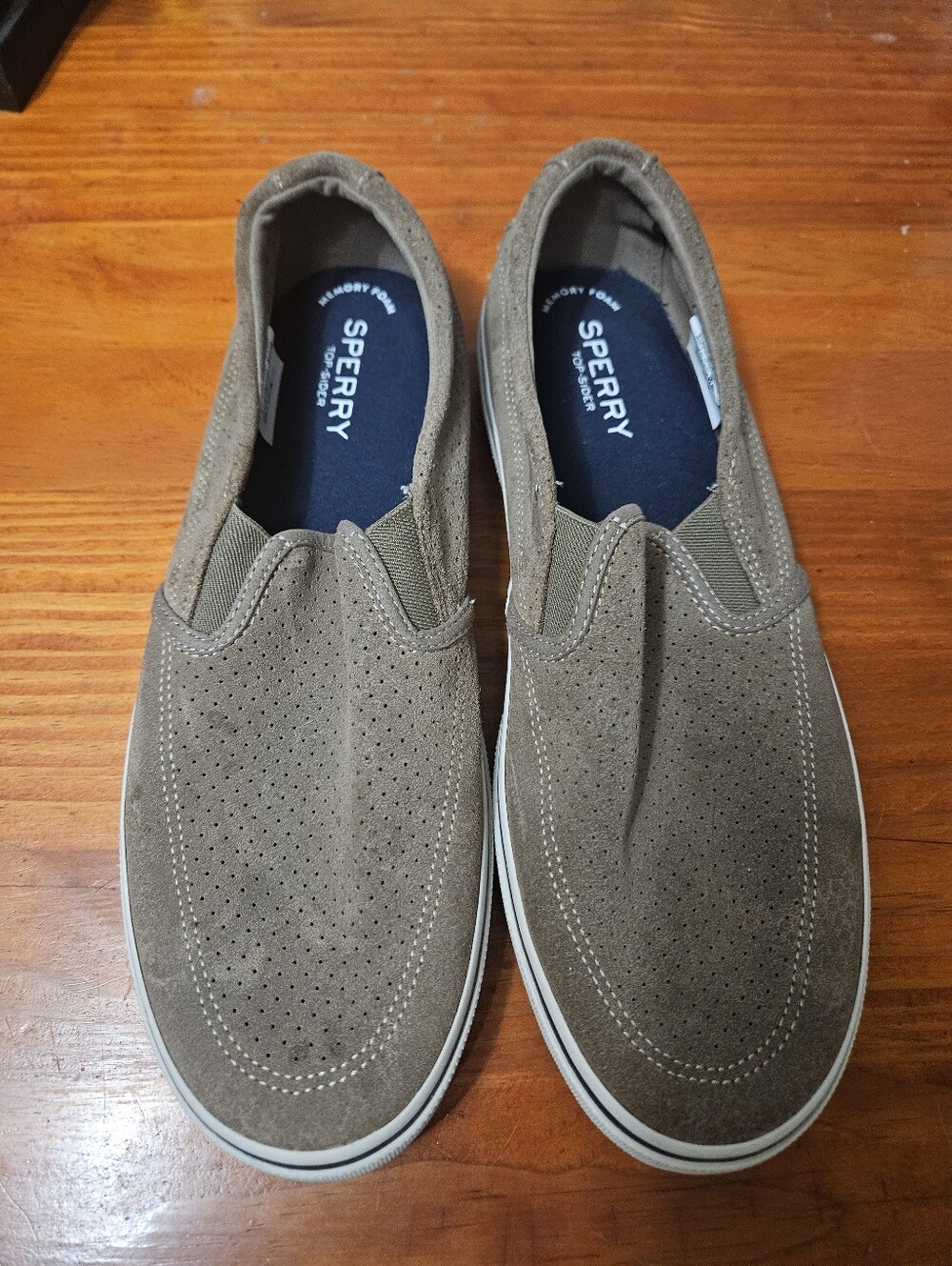 Sperry Top-Sider Mens Taupe Leather Loafers Memory Foam Size 13!